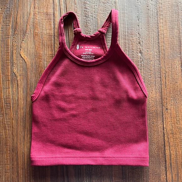 NWOT Free People FP Movement Happiness Runs Crop Tank Burgundy Red XS/S - Picture 1 of 5